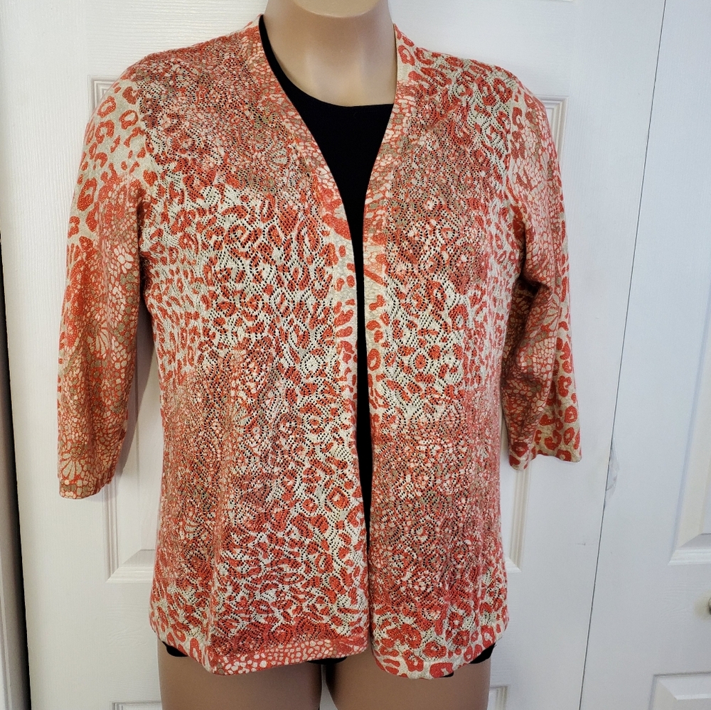 Chico's Animal Print Gold Cardigan